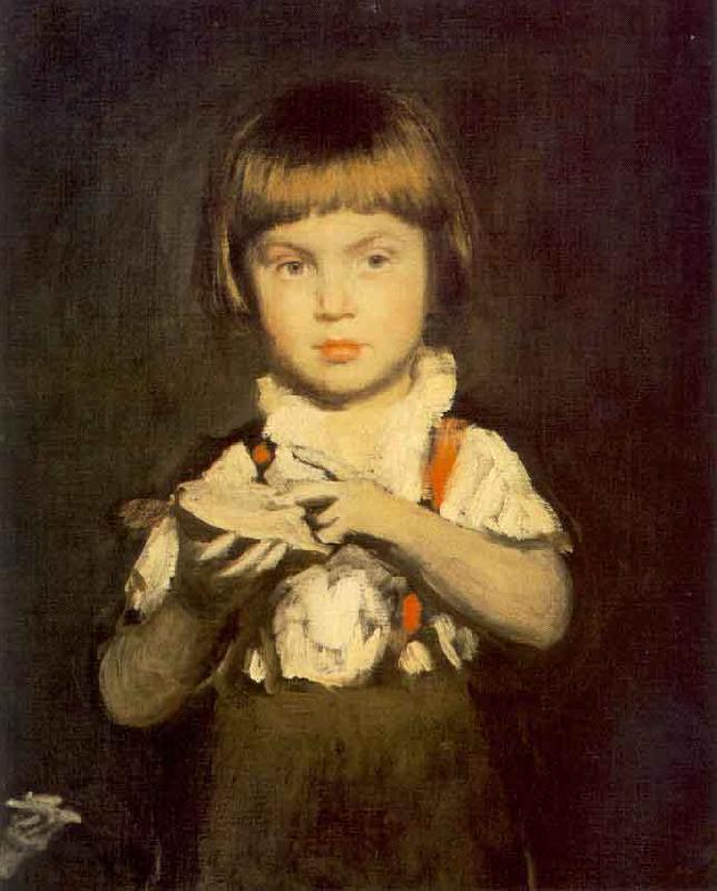 Bertalan Szekely Boy with Bread and Butter oil painting image